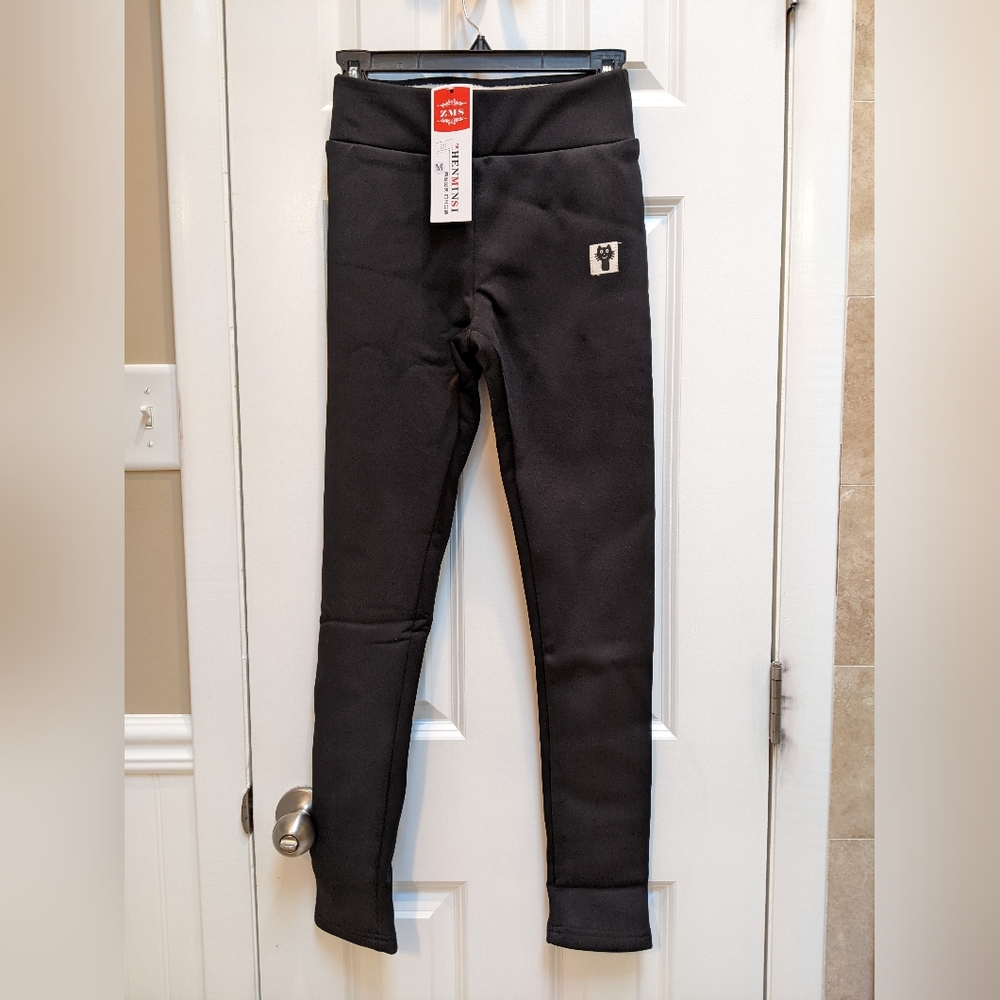 Cozy thermal fleece lined leggings by ZMS, black